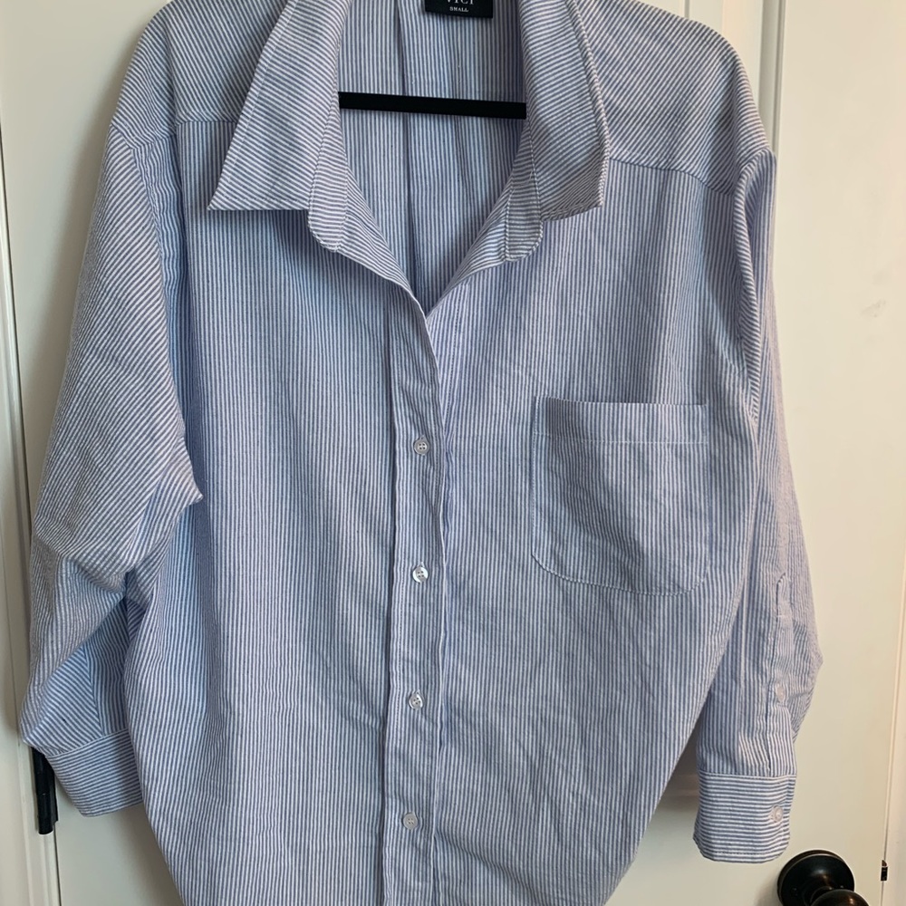 Vici Button Up Blue Stripe Small